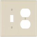 Leviton Mid-Way 2-Gang Thermoset Single Toggle/Duplex Outlet Wall Plate, Light Almond 005-80505-00T